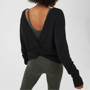 Aerie Offline Twist Back Black Sweatshirt Pullover Size Small Women’s